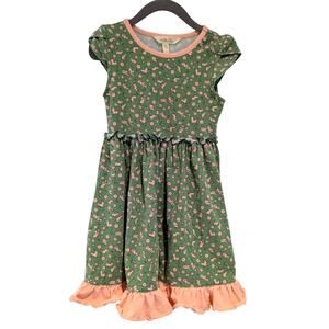 Matilda Jane Camp MJC Dress Girls Size 4 Green Pink Easter Spring Twirl EUC